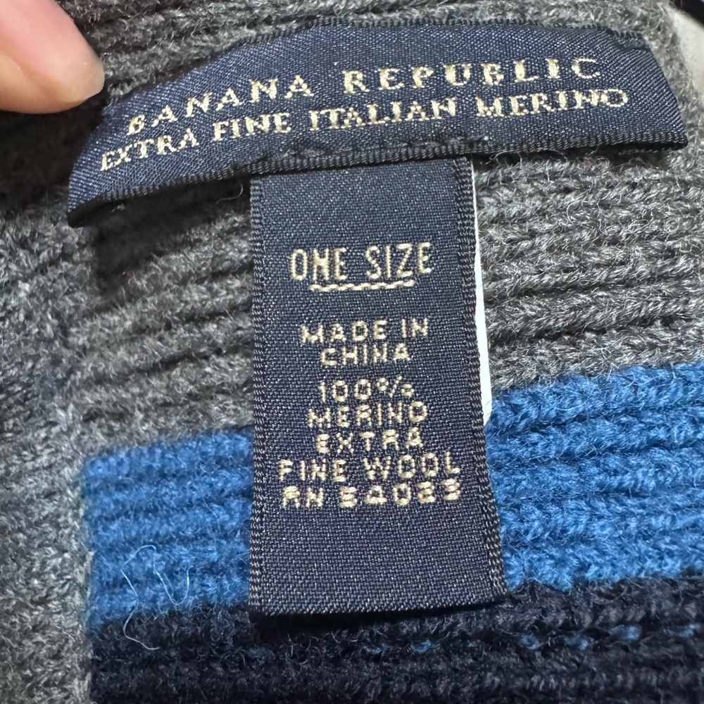 Banana Republic Charcoal and Navy Wool Scarf